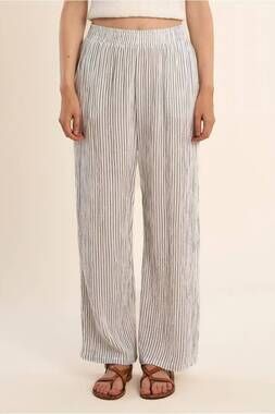 NEW MOLLY BRACKEN woven striped pant in off white/navy